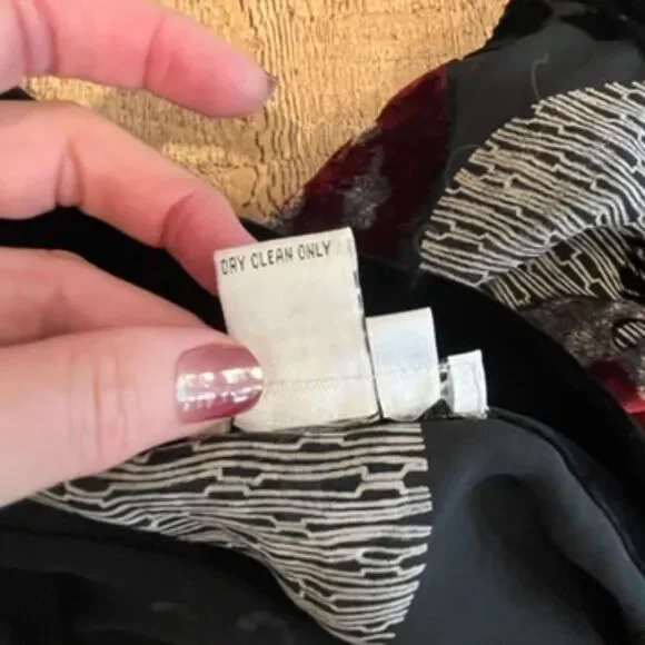 WinterSilks Vintage 100% Silk Black Burnout Velvet Kimono Jacket with Fringe XL - Picture 6 of 6